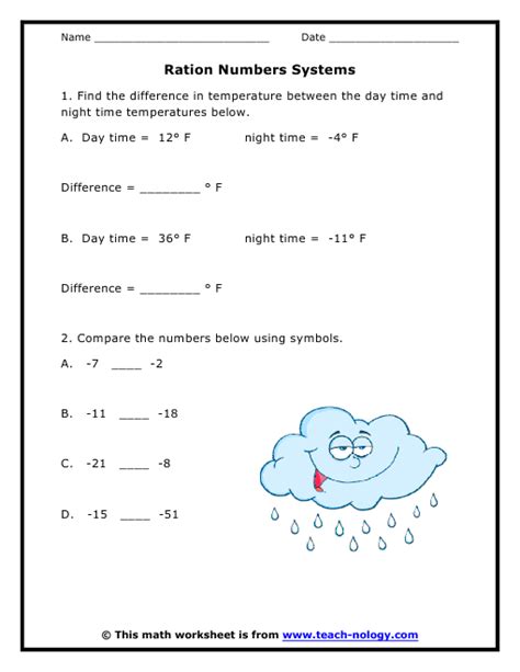 Number Line Worksheets 6th Grade