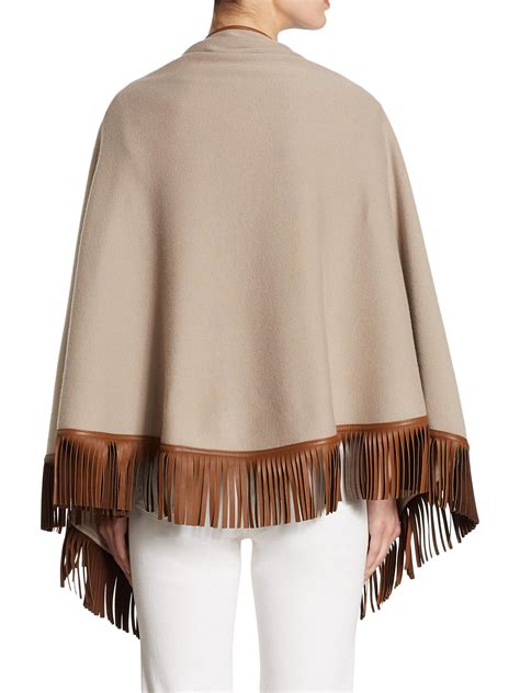 We specialise in the processing of cashmere, vicuña and extrafine wool. Loro Piana Fringed Leather & Cashmere Poncho in Natural - Lyst