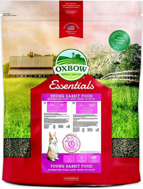 This complete and balanced young rabbit food contains alfalfa hay to provide optimal protein and fiber for healthy digestion. Oxbow Essentials Bunny Basics Young Rabbit Food, 25-lb bag ...
