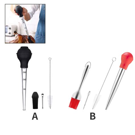 turkey baster set with injector needles and cleaning brush food grade syringe baster for butter