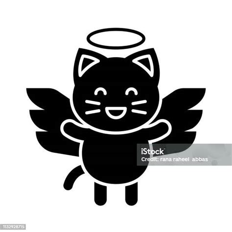 Cute Cat Avatar Vector Illustration Solid Icon Stock Illustration