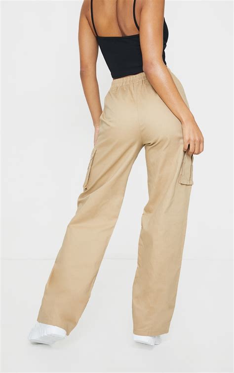 Stone Wide Leg Cargo Trousers Prettylittlething Ca