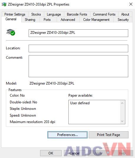 Hướng Dẫn Thiết Lập Driver Zebra ZD410 Trên Máy Tính để In ...