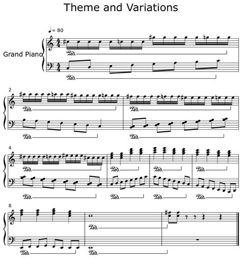 Theme And Variations Sheet Music For Piano