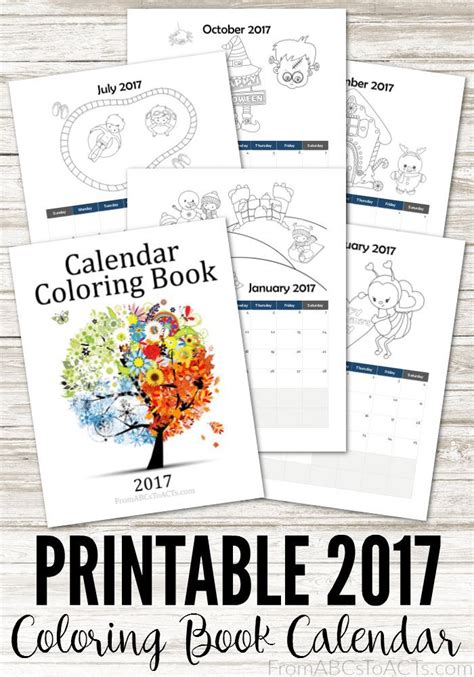 Printable 2017 Calendar Coloring Book For Preschoolers From Abcs To