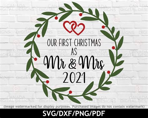 Our First Christmas As Mr And Mrs Svg Holiday Ornament Svg Etsy