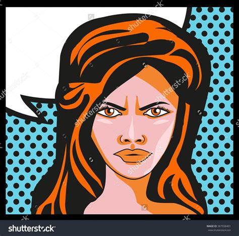 Woman Retro Comic Book Background Pop Art Girl Portrait Angry Woman Say