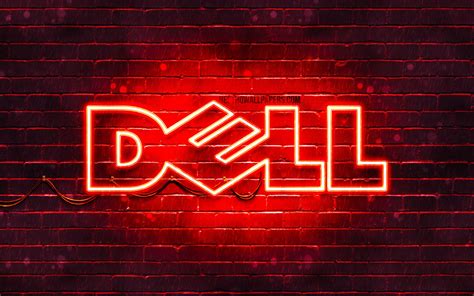 Herunterladen Hintergrundbild Dell Red Logo 4k Red Brickwall Dell