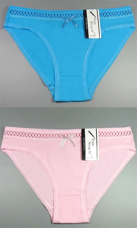Yun Meng Ni Solid Cotton Panties Candy Colors Sexy Young Girl Cute Underwear With Hollow Out