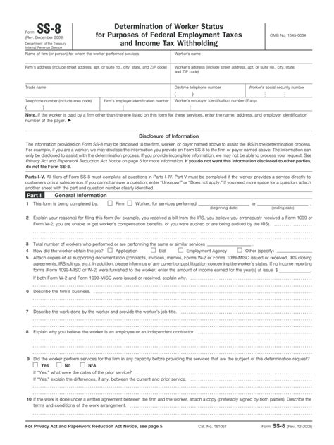 Most individuals and individuals the u.s. 2009 Form IRS SS-8 Fill Online, Printable, Fillable, Blank ...