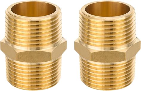 Guofis Brass Pipe Fitting X Npt Male Hex Nipple Adapter