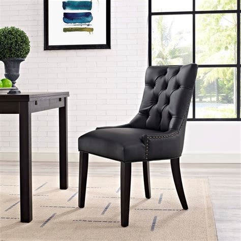 Regent Tufted Faux Leather Dining Chair In Black Hyme Furniture