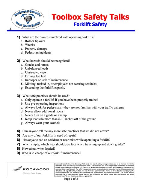 2008 Form Rockwood Toolbox Safety Talks Attendance Sheetfill Online