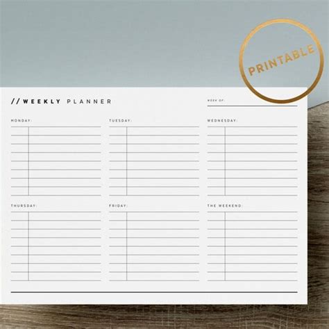 Printable Weekly Planner A4 Etsy