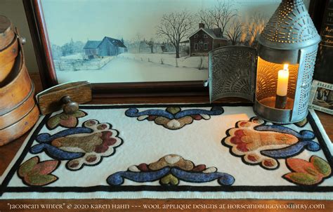 Wool Applique Pattern Kit Jacobean Winter Table Runner Rug Felted