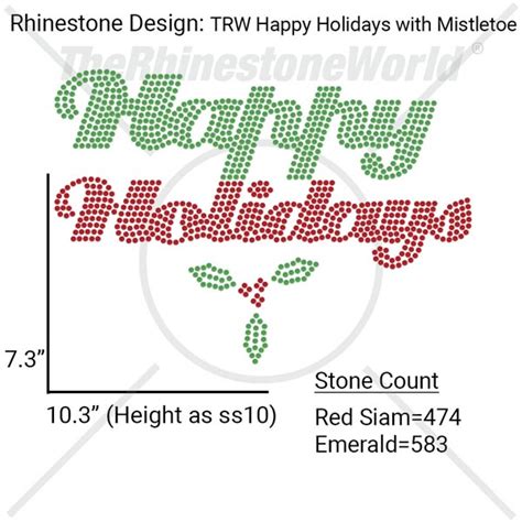 Happy Holidays With Mistletoe Rhinestone Design Instant Download