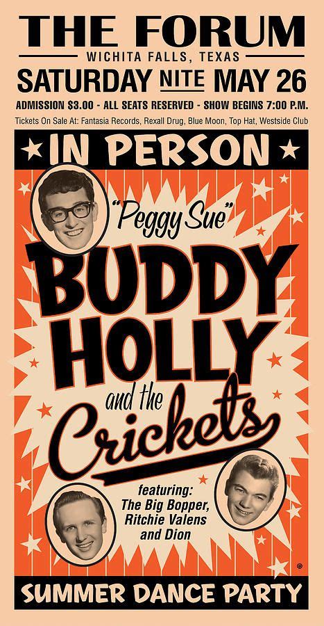 Buddy Holly Digital Art By Gary Grayson Buddy Holly Music Poster