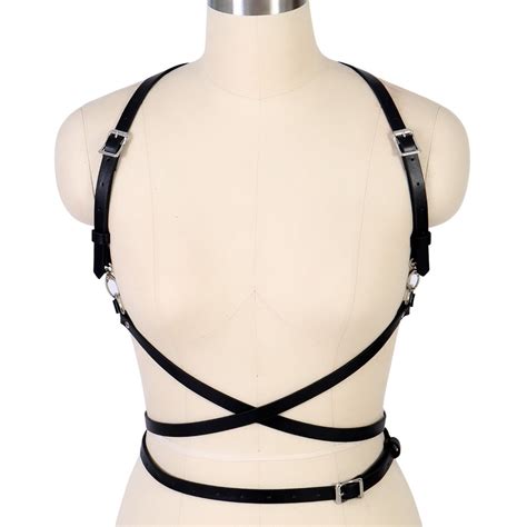 female harajuku body straps suspenders leather harness garter belt leg