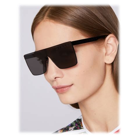 Stella Mccartney Shiny Black Square Sunglasses Black Sunglasses Stella Mccartney Eyewear