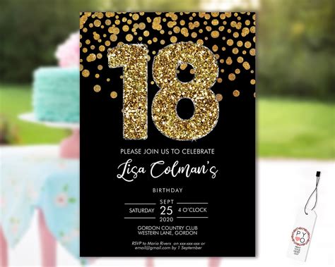 Diy 18th Birthday Confetti Invitation Printable Template Etsy Canada