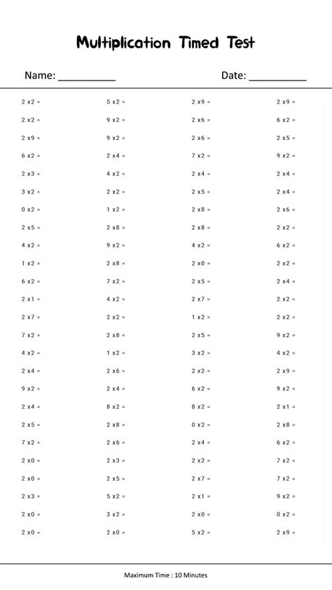 Multiplication To 100 Worksheet