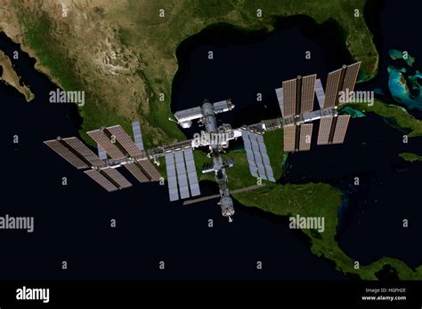 International Space Station Over The Planet Earth Elements Of This