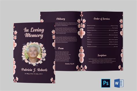 Funeral Program Template Obituary Program Template By Designscozy