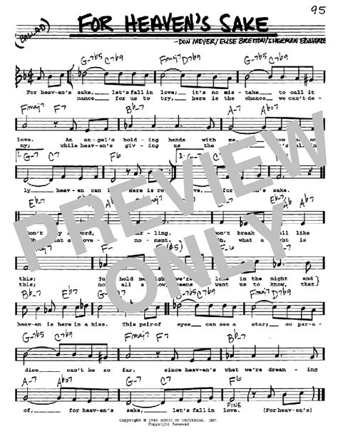 For Heavens Sake Sheet Music Bill Evans Real Book Melody Lyrics