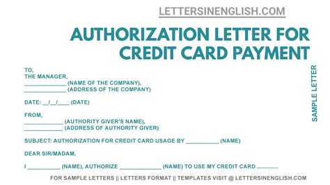 Authorization Letter For Credit Card Payment Authorization Letter For