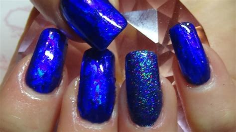 Electric Blue Acrylic Nails Using Foils Youtube