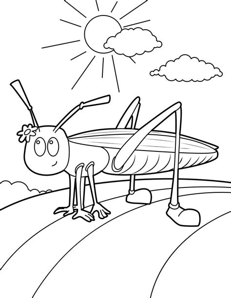 Lovely Cricket Coloring Page Free Printable Coloring Pages For Kids