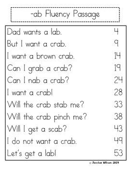 Circle the letter of the word or phrase that best completes the sentence. Word Family Fluency Passages by Sparking a Love for ...