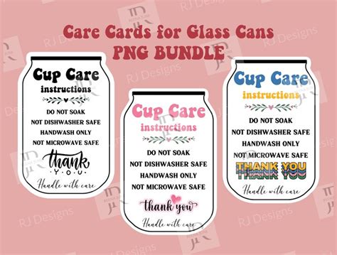 Glass Can Cup Care Libby Glass Care Instructions Png Cup Etsy