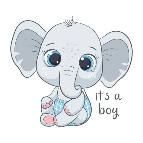 Lindo Bebé Elefante Con Frase Es Un Niño 3417332 Vector En Vecteezy