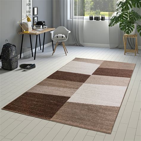 150+ weitere bewertungen auf trustpilot anzeigen ★★★★★ Designer Teppich Braun Meliert Kurzflor Modern Kariert ...