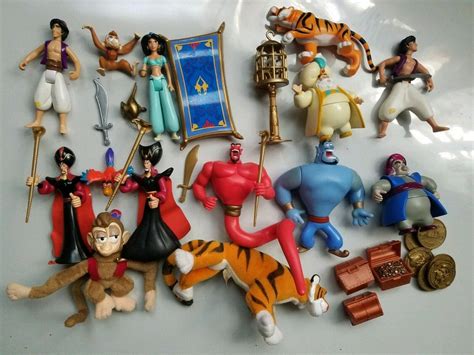 Disney Aladdin Action Figure Plush Lot Abu Iago Rajah Evil Genie Jafar