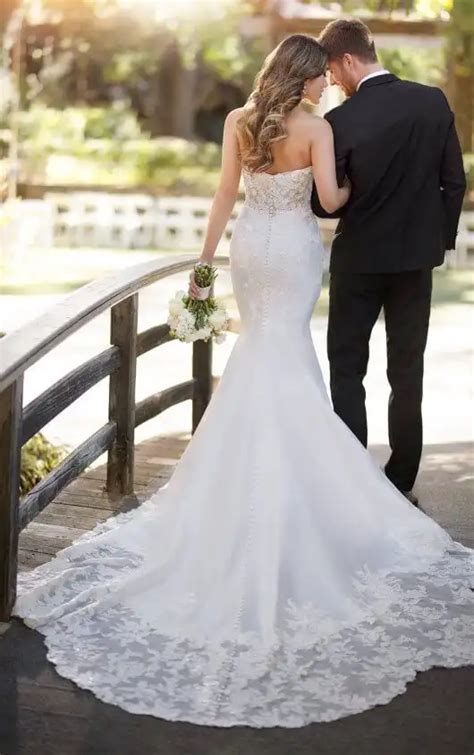 Strapless Sweetheart Mermaid Wedding Dress With Asymmetrical Lace Essense Of Australia Wedding