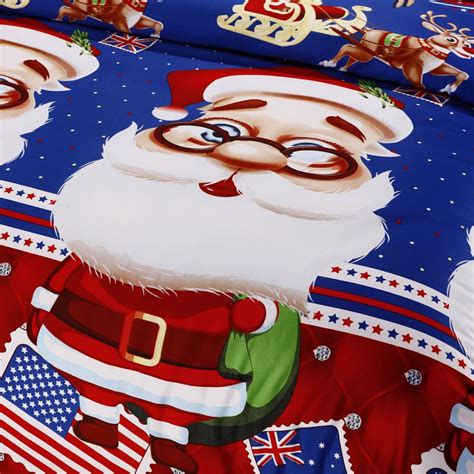 2021 Flat Bed Sheet Fitted Sheets Cotton Merry Christmas Santa Claus