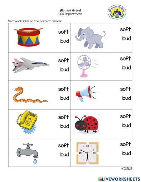Loud And Soft Sounds Exercise Loud Soft Kindergarten Worksheets