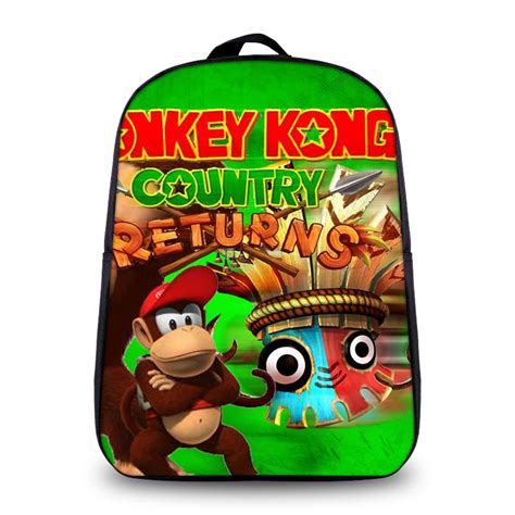 12 Inch Donkey Kong Backpack School Bag For Kids Baganime