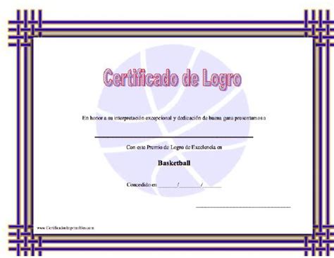 Certificado De Logro En Basketball Para Imprimir Los Certificados