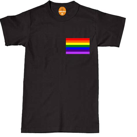 gay pride rainbow flag pocket type t shirt invading uk