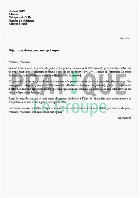 La plan à respecter est quasiment le même pour chaque lettre de motivation pour une demande de stage. procuration modele banque - Modele de lettre type