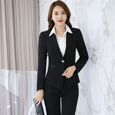 Formal Black Ladies Office Long Sleeve Autumn Winter Professional Blazers Jackets Ladies Blazer