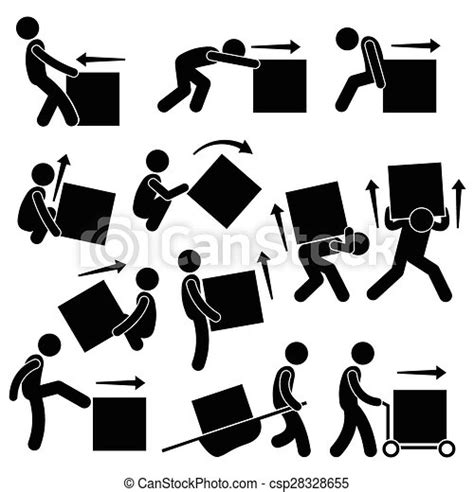 Clipart Vector Of Man Moving Box Actions Postures A Set Of Human