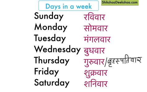 learn hindi lesson  days   week youtube