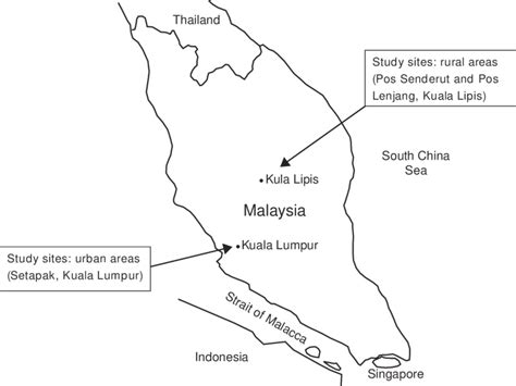 Map Of Peninsular Malaysia Showing Urban And Rural Study Sites