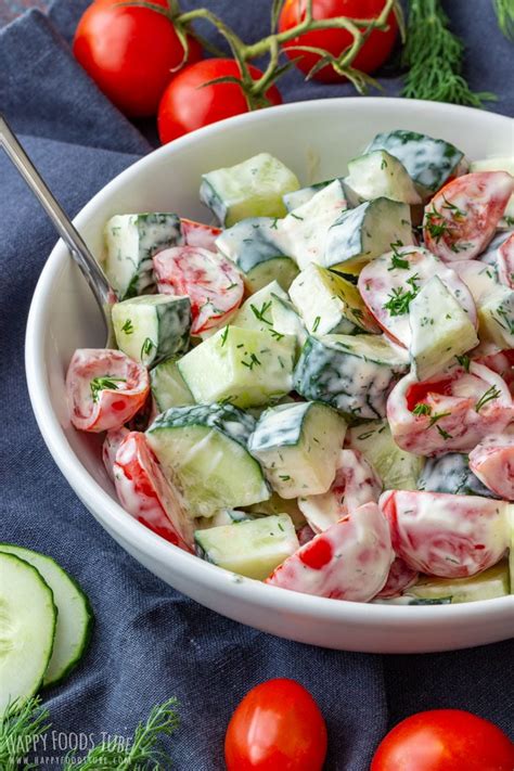 Creamy Cucumber Tomato Salad Recipe Happy Foods Tube