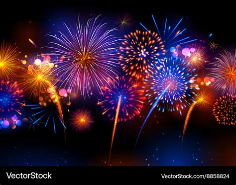 Realistic Colorful Fireworks Royalty Free Vector Image