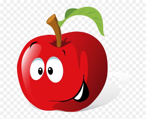 Cartoon Apple With Face Clipart Png Download Cartoon Fruits Clipart